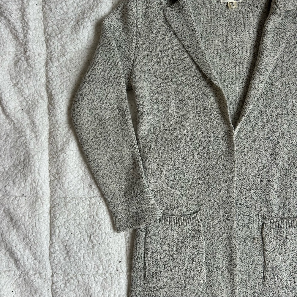 MONTEAU Gray Knit Cardigan Sweater Open Front - Picture 3 of 14
